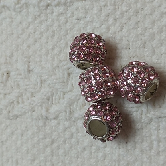 4 Beads pink Rhinestones Vintage for your bracelet - Picture 4 of 4